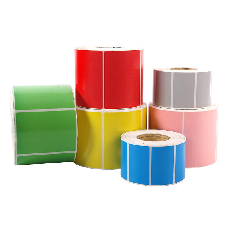 彩色铜版不干胶标签纸热转印条码打印机红黄橙蓝绿粉紫80*50 60 40*30背胶贴纸铜板打印纸可手写空白卷筒定制,淘宝优惠券,粉丝福利购,淘宝优惠卷