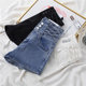 High-waisted denim shorts women's 2023 summer new Korean version all-match thin elastic belly slimming a-line hot pants