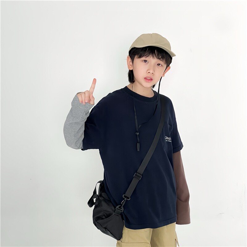 童装卫衣2025秋季新款男童中大通印花卫衣长袖撞色袖宽松套头卫衣