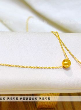 钛钢不掉色切割菱形转运珠项链