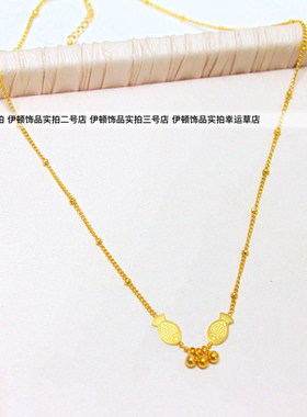 洗澡可戴钛钢锁骨链年年有余项链