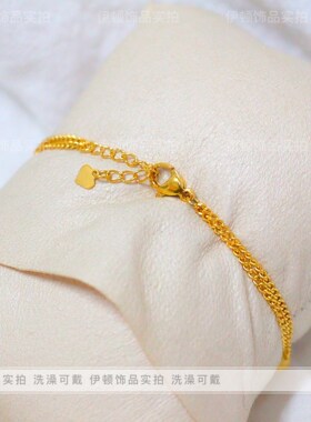 钛钢不掉色镂空爱心圆珠手链