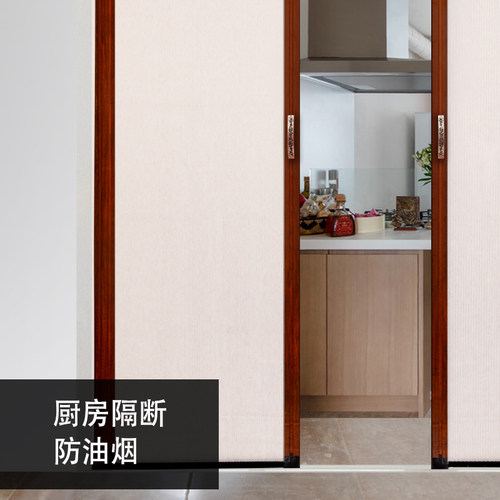 无轨蜂巢帘折叠卫生间推拉门免打孔厨房卧室衣柜隐形隔断移门挡风 - 图1