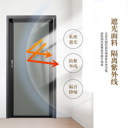 无轨蜂巢折叠门 免打孔空调隔断移门厨房卫生间蜂巢帘推拉门 - 图0