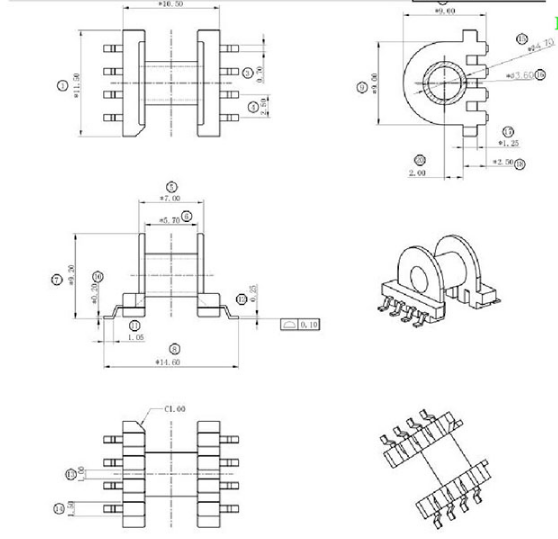 EP10贴片骨架磁芯配套 卧式4+4针 变压器材料 SMD BOBBIN - 图0