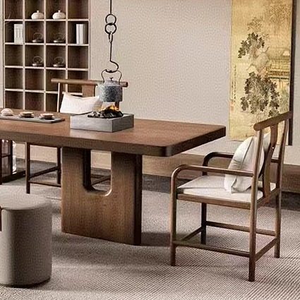 宋式美学设计师同款黑胡桃木茶桌椅高端定制办公室茶室茶楼泡茶桌,淘宝优惠券,粉丝福利购,淘宝优惠卷