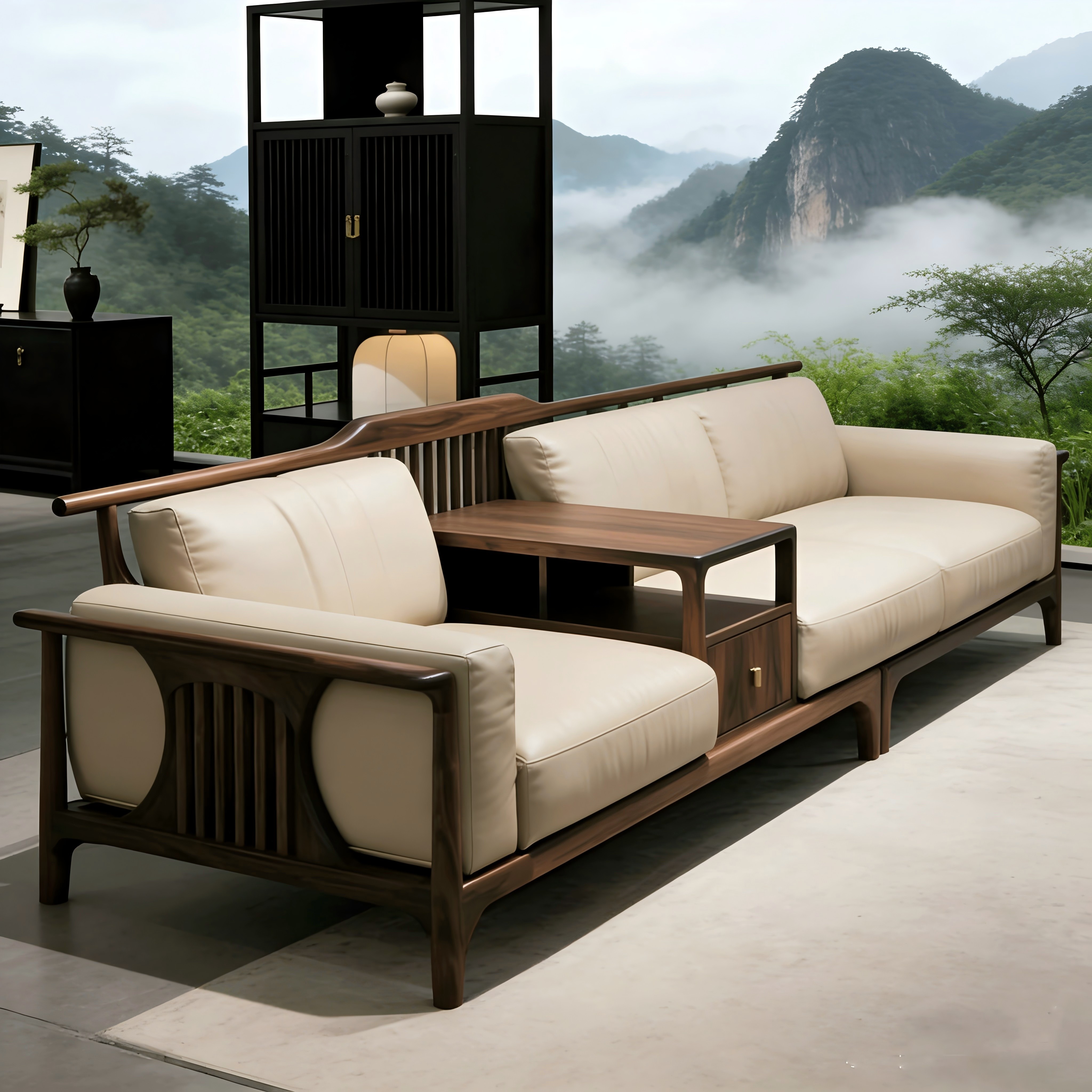 高端定制宋式美学黑胡桃木接待沙发设计师同款办公室酒店民宿家具,淘宝优惠券,粉丝福利购,淘宝优惠卷