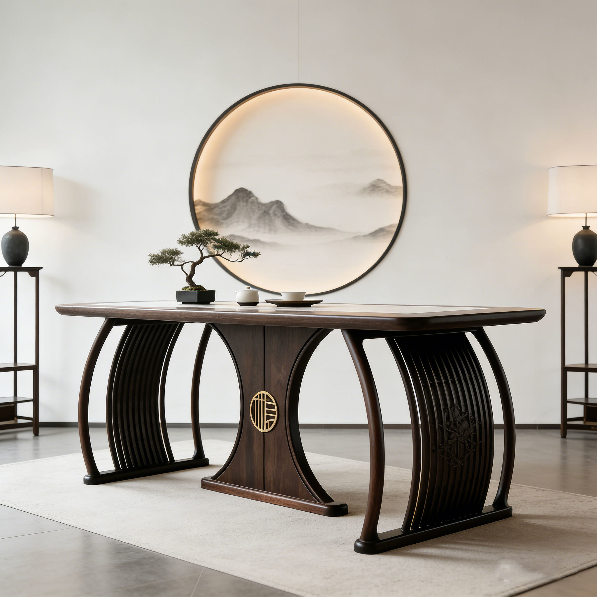 宋式美学2026黑胡桃木茶桌椅家用别墅高端定制设计师同款家具茶台,淘宝优惠券,粉丝福利购,淘宝优惠卷