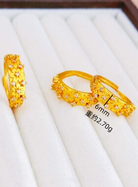 香港纪梵哲铜合金古法仿真金繁花锦簇戒指女款轻奢高级感高颜值订