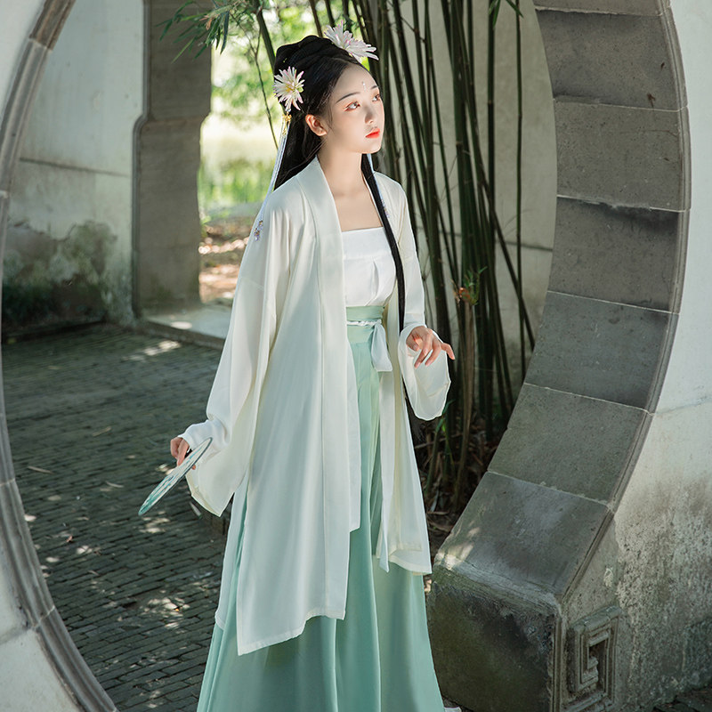 泽望夏季仙气中国风齐腰长褙子汉服 泽望汉服