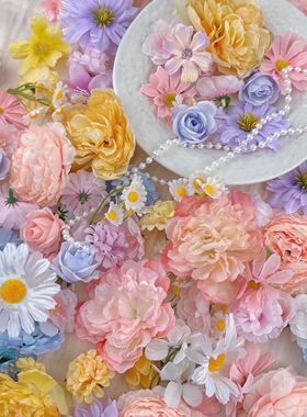 清库存浅色仿真花头DIY材料包