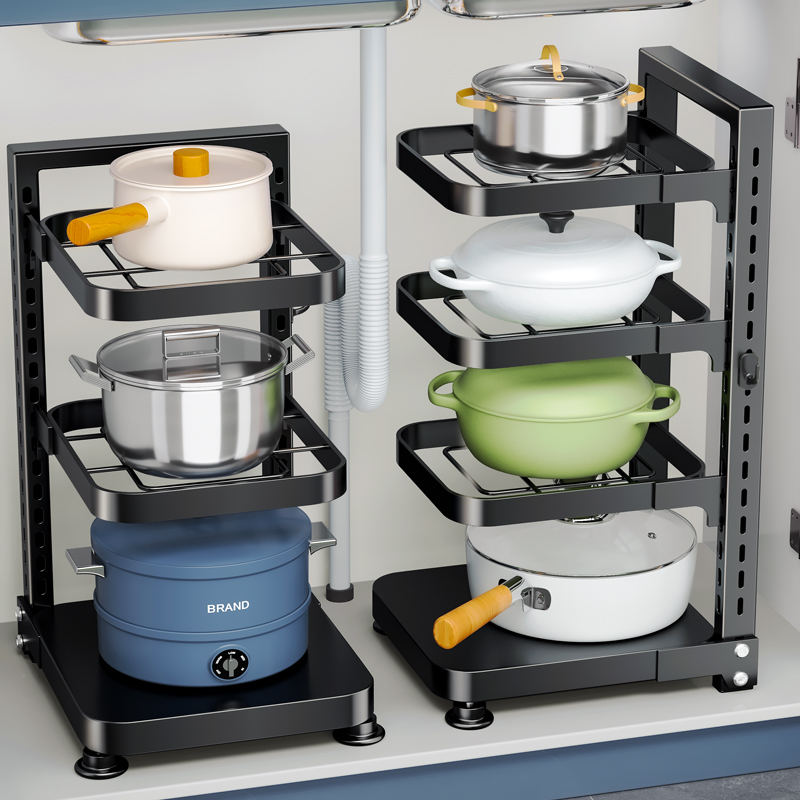 佳帮手厨房置物架家用锅架柜子分层下水槽橱柜内多层放锅具收纳架 - 图3