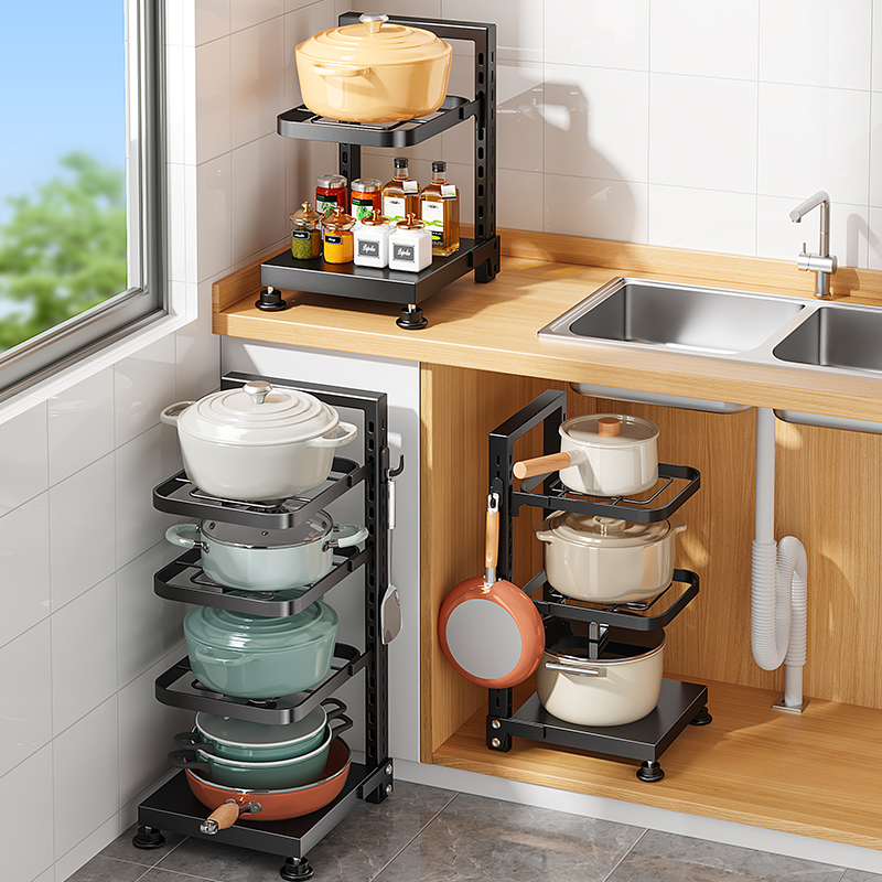 佳帮手厨房置物架家用锅架柜子分层下水槽橱柜内多层放锅具收纳架 - 图2