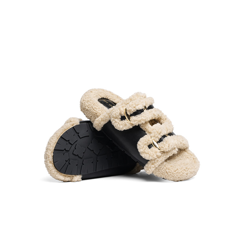 红蜻蜓拖鞋女外穿毛毛鞋2025秋冬新款女鞋一脚蹬平底居家毛绒拖鞋,淘宝优惠券,粉丝福利购,淘宝优惠卷