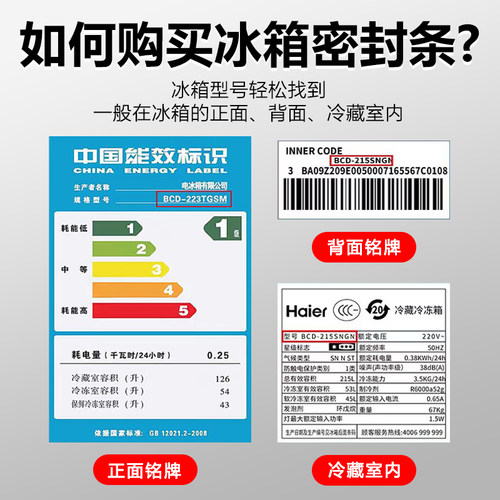 适用海尔BCD206TCZF 206TCZL 206TCXN 206TCMJ冰箱密封条胶门封条 - 图3