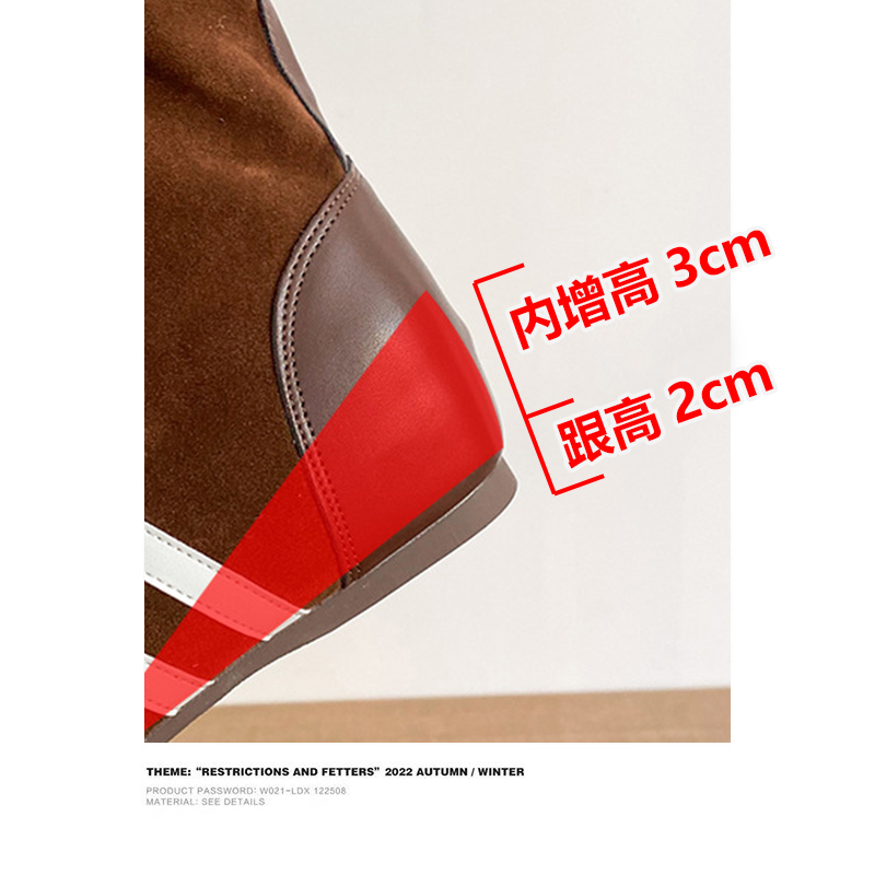 内增高复古磨砂系带马丁靴女秋冬款小个子拳击靴子女短靴德训鞋 - 图3