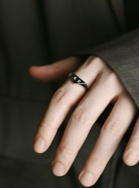 Heymen黑门极简银镀白金戒指