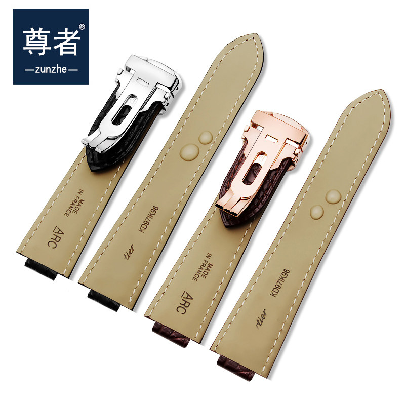 适配42mm鳄鱼皮cartier蓝气球表带 尊者手表配件