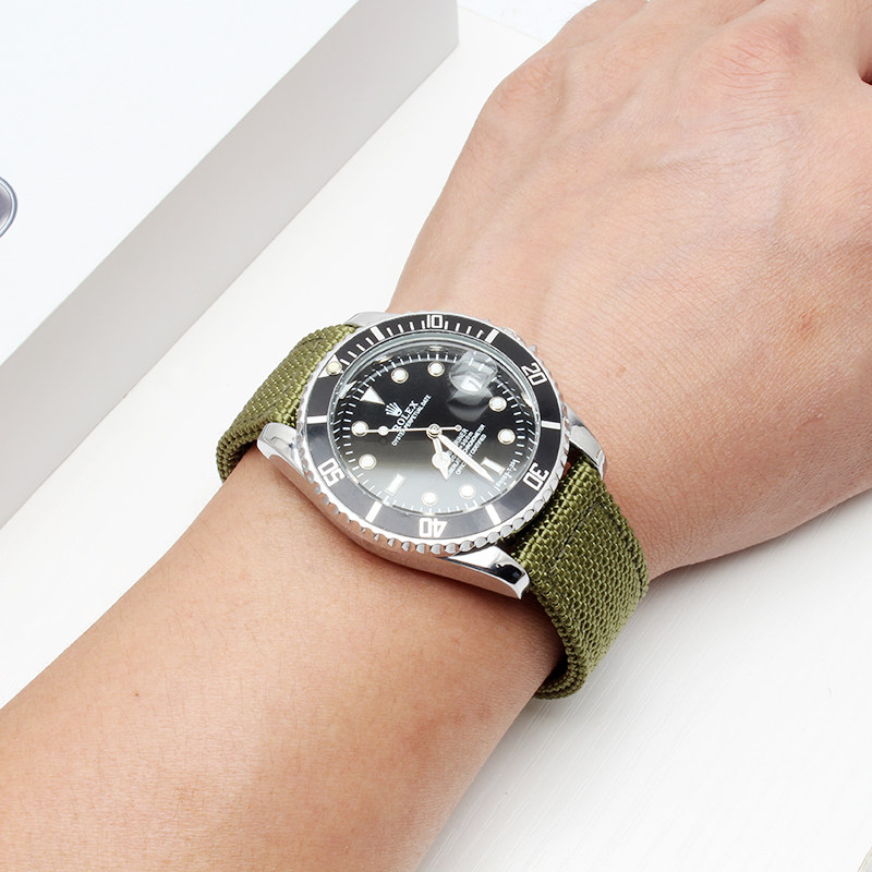 帆布表带男适配精工西铁城尼龙带 尊者手表配件