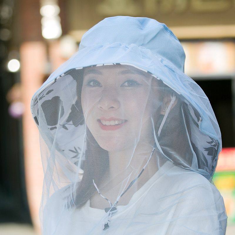 夏季防晒帽子女士面纱遮阳帽防柳絮防蚊虫遮脸户外大沿太阳帽003