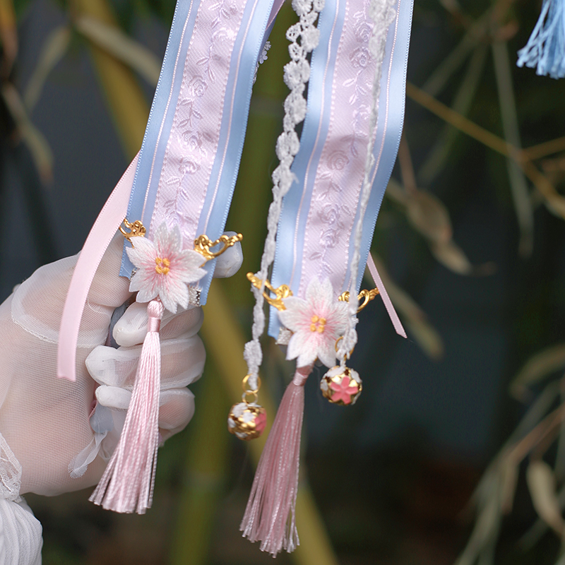 {春与樱}六芒星原创lolita手作中华风洛丽塔天国少女春丽捕梦团扇 - 图1