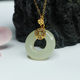 S925 silver inlaid with natural Hetian jade pendant, ice clear horizontal security ring pendant jewelry, high-end clavicle chain necklace