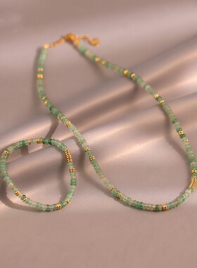 小众高级感东陵玉天然石项链女算盘珠串珠锁骨链新中式复古颈饰女