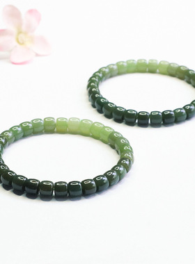 天然和田玉渐变手串玉石直切手链和田玉手串纯天然新疆和田玉高级