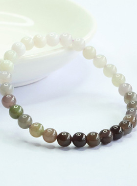 天然和田玉烟紫渐变手串玉石圆珠手链黑烟紫渐变高级感生日礼物