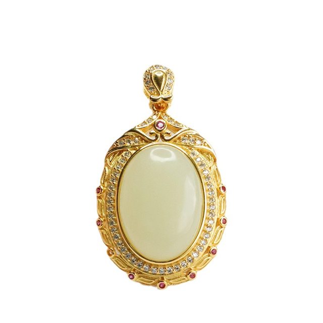 S925 silver inlaid natural Hetian jade pendant jade pendant necklace new high-end pure natural Hetian jade