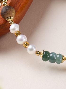 沉香蓝水翡翠粉钻经文手链串珠女轻奢高级感文玩佛珠手串手饰批发