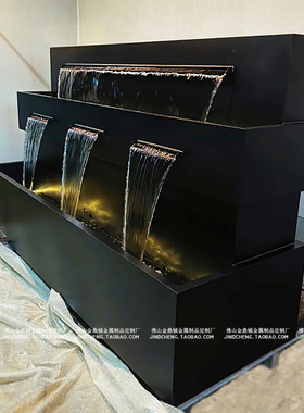 定制不锈钢庭院水景瀑布养鱼池