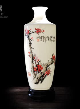 手绘名家风客厅书房花瓶德化白瓷