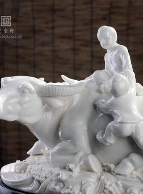 陶瓷动物居家办公桌礼品放牛娃