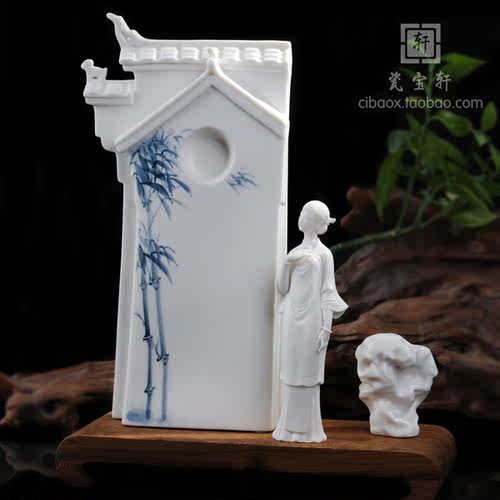 竹之语 德化白瓷古典美女人物 家居客厅开业生日工艺礼品摆件 - 图1
