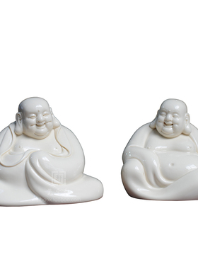 桌面茶室哈哈佛可爱风白瓷工艺品