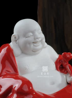 红釉摆件招财喜庆可爱风德化白瓷