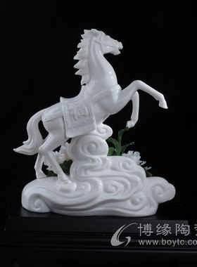 马上有福德化白瓷手工瓷花客厅办公室家居书房送礼领导工艺品摆件