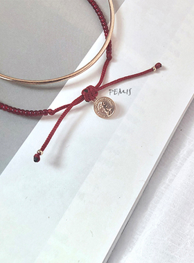 小众原创设计风幸运金币情侣手链