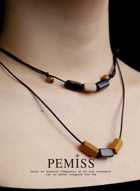 檀木绳结项链情侣男女同款毛衣链