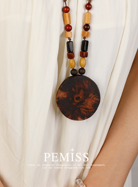 降真香木无事牌木质毛衣链项链