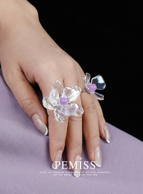 浪漫夸张幻彩花朵戒指