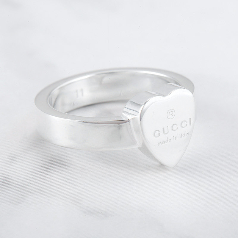 gucci官网女潮时尚心形925银对戒 欧派亿奢汇海外戒指/指环