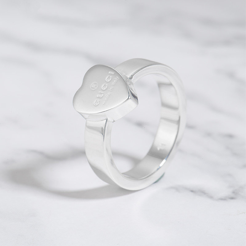 gucci官网女潮时尚心形925银对戒 欧派亿奢汇海外戒指/指环