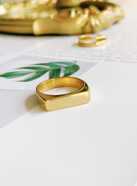 欧美ins戒指钛钢镀金小众不规则