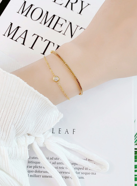 ins冷淡风双层钛钢镀金网红手链