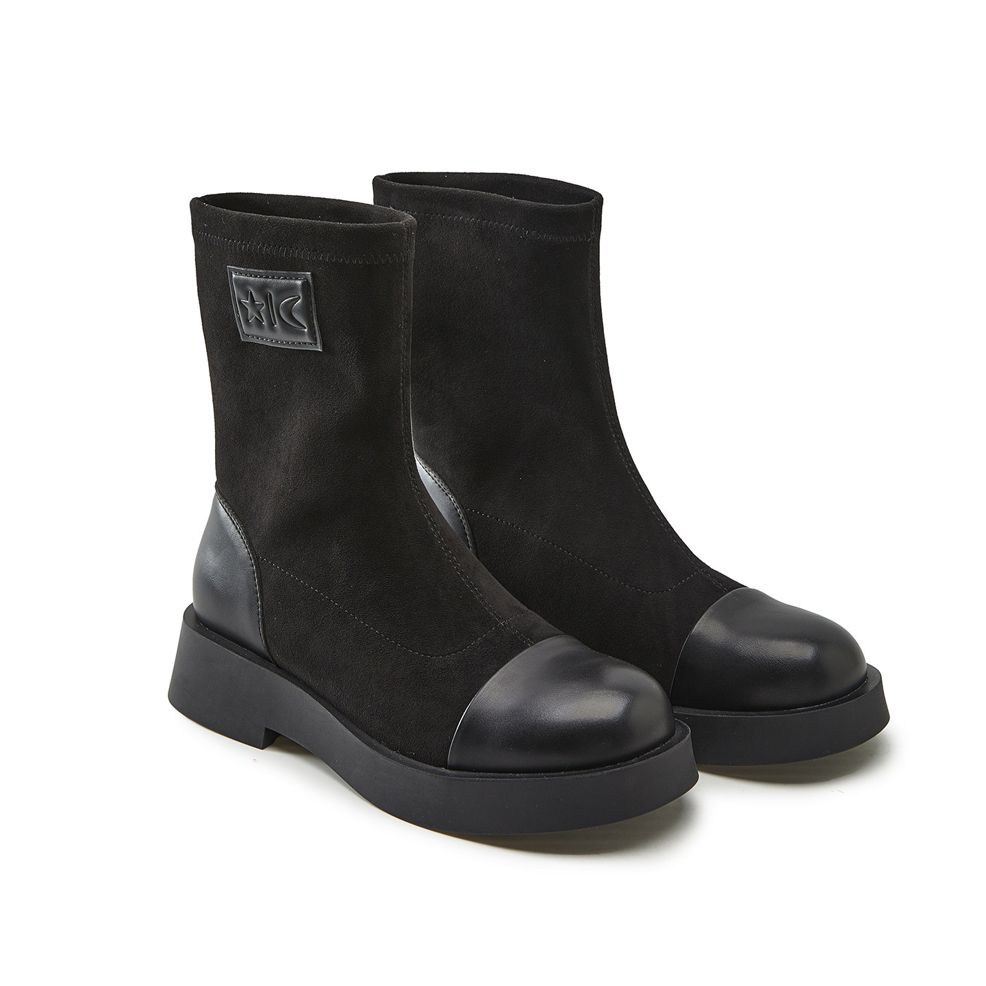 原创【王小毒】星星月亮○4cm厚底弹力靴女短筒显瘦绒面厚底袜靴,淘宝优惠券,粉丝福利购,淘宝优惠卷