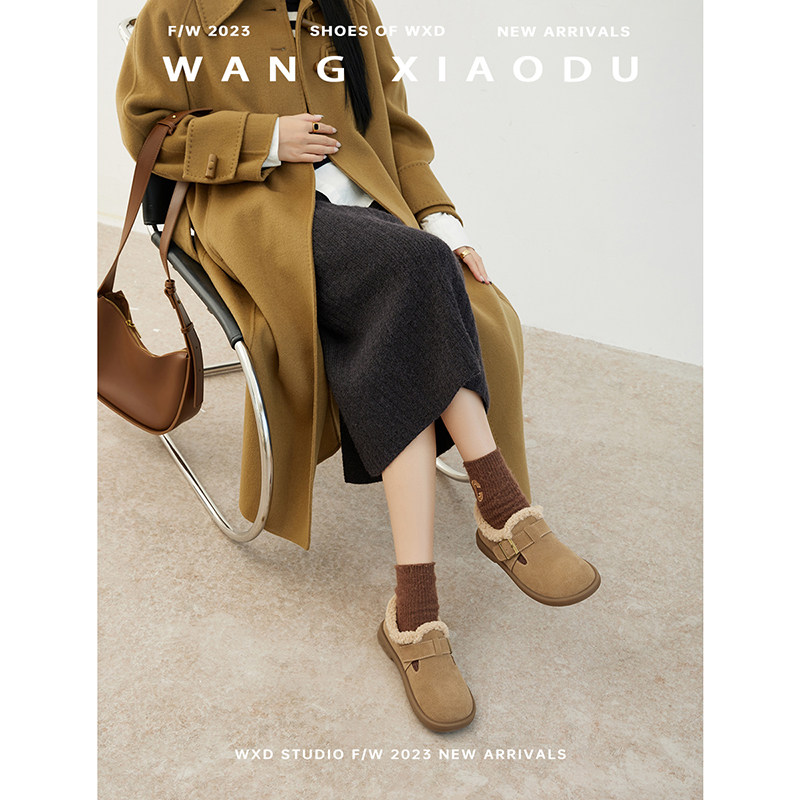 【王小毒】冬日松果●毛毛勃肯鞋女一字扣保暖平底加绒深口单鞋,淘宝优惠券,粉丝福利购,淘宝优惠卷