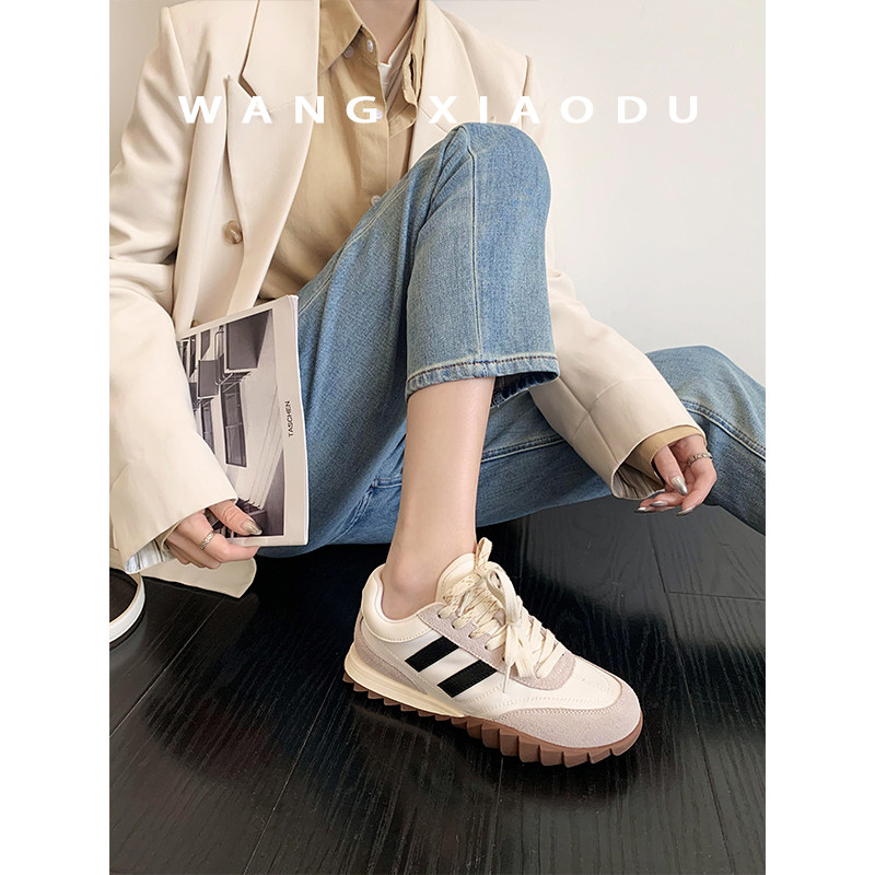 【王小毒】梦想赛道○4.5cm内增高德训鞋女复古撞色新休闲小白,淘宝优惠券,粉丝福利购,淘宝优惠卷