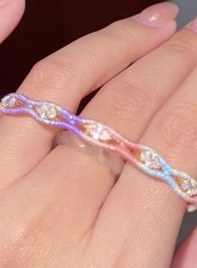 手工编织段染星空腊线锆石珠子手链轻奢镶钻手绳女生闺蜜款礼物